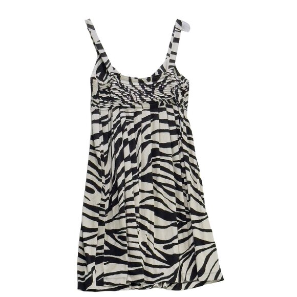 ND NEW DIRECTION Women's Dress B&W Zebra Print Empire Waist Tufted Flowy Size 4 - Picture 8 of 11